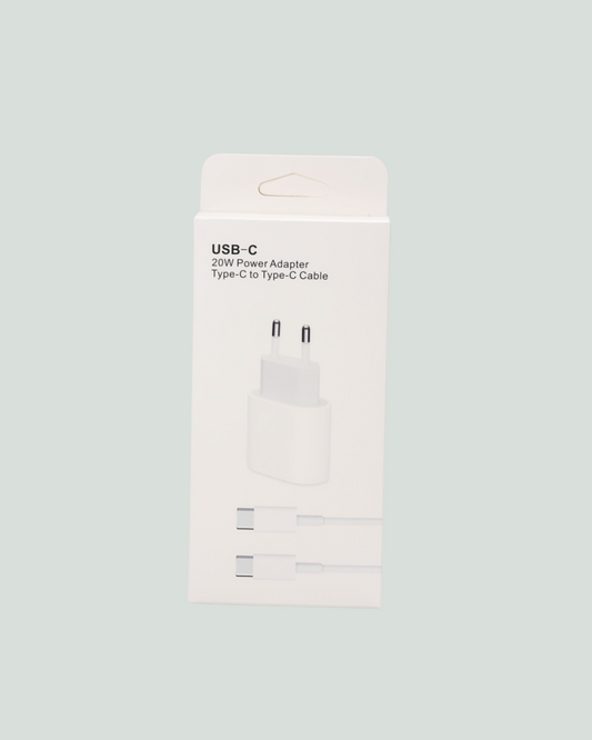 20W Snabbladdare + 1m USB-C till USB-C-kabel