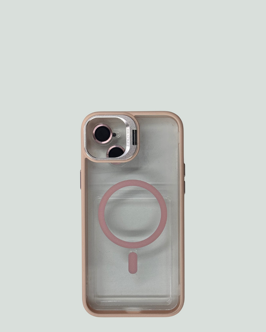 iPhone 15/14 Plus MagSafe Mobilskal med Kameraskydd & Ställ – Transparent Baksida