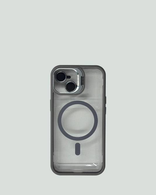 iPhone 15 MagSafe Mobilskal med Kameraskydd & Ställ – Transparent Baksida