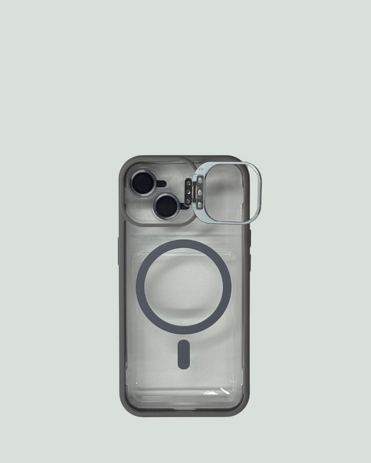 iPhone 15 MagSafe Mobilskal med Kameraskydd & Ställ – Transparent Baksida