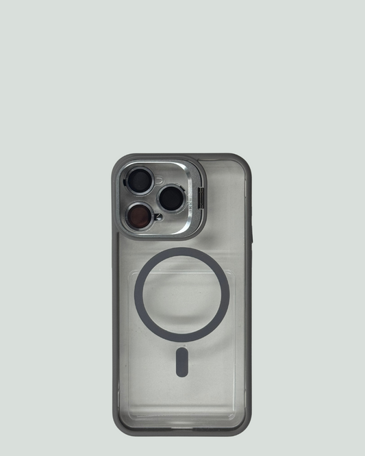 iPhone 15 Pro Max MagSafe Mobilskal med Kameraskydd & Ställ – Transparent Baksida