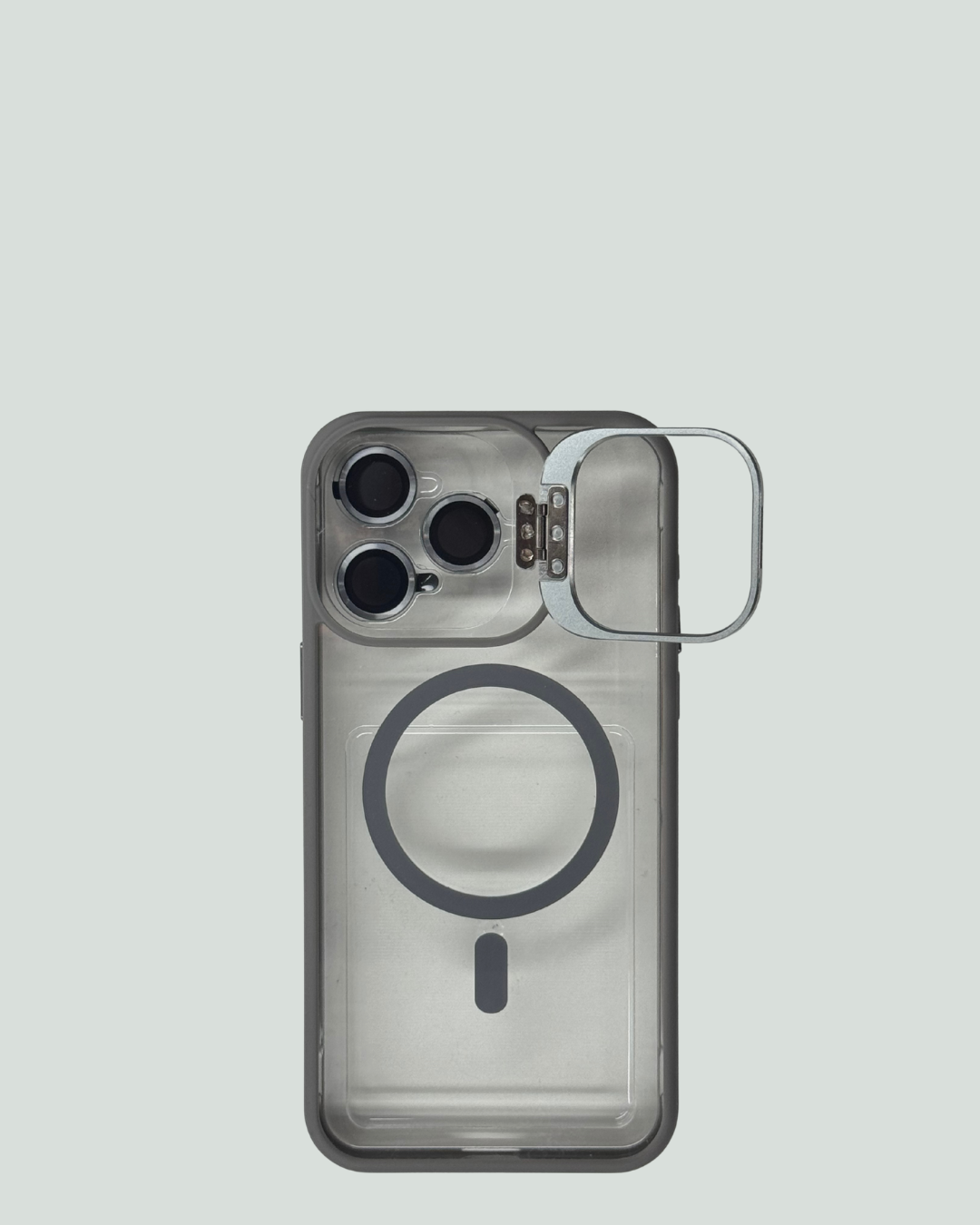 iPhone 15 Pro Max MagSafe Mobilskal med Kameraskydd & Ställ – Transparent Baksida