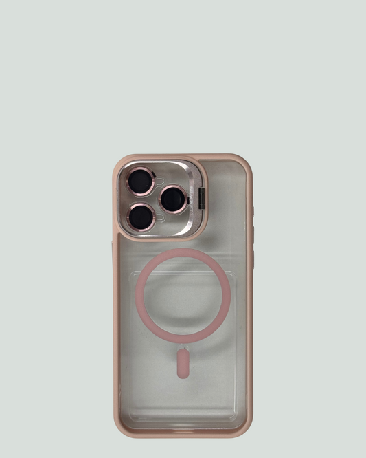 iPhone 15 Pro Max MagSafe Mobilskal med Kameraskydd & Ställ – Transparent Baksida