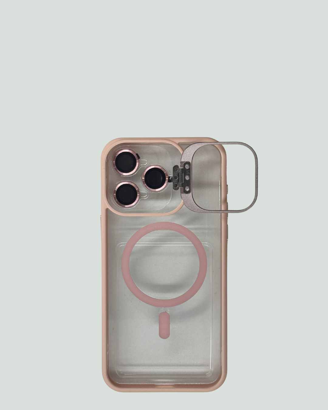 iPhone 15 Pro Max MagSafe Mobilskal med Kameraskydd & Ställ – Transparent Baksida
