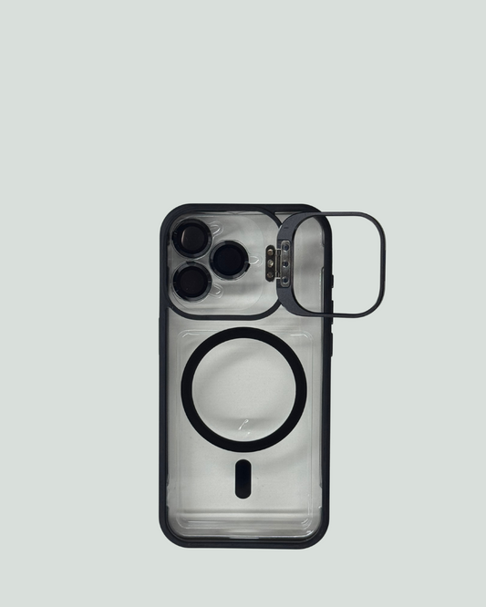 iPhone 15 Pro MagSafe Mobilskal med Kameraskydd & Ställ – Transparent Baksida