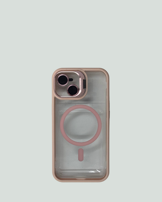 iPhone 15 MagSafe Mobilskal med Kameraskydd & Ställ – Transparent Baksida