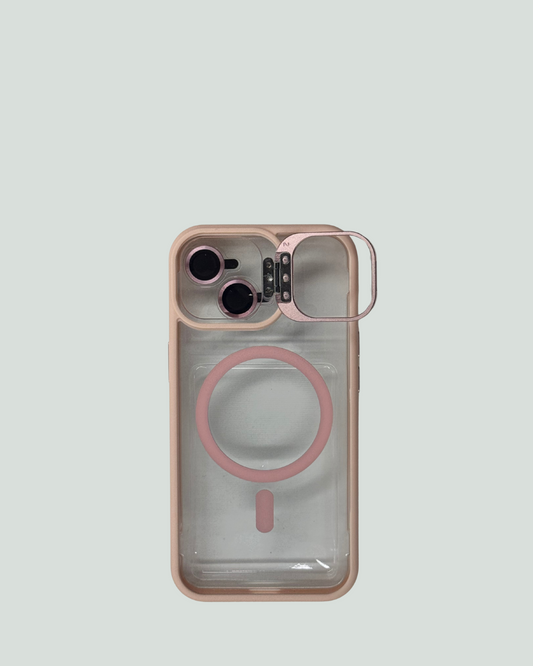 iPhone 15 MagSafe Mobilskal med Kameraskydd & Ställ – Transparent Baksida