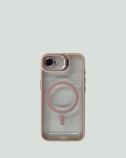 iPhone 16e MagSafe Mobilskal med Kameraskydd & Ställ – Transparent Baksida