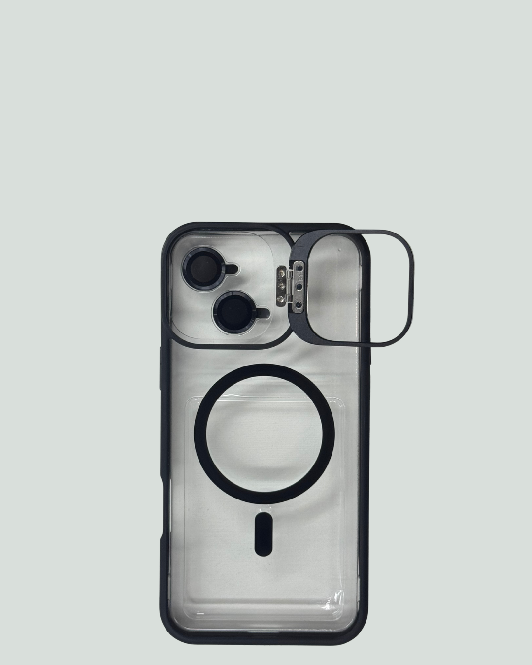iPhone 16 Plus MagSafe Mobilskal med Kameraskydd & Ställ – Transparent Baksida