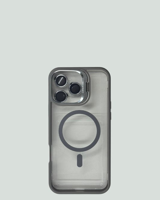 iPhone 16 Pro Max MagSafe Mobilskal med Kameraskydd & Ställ – Transparent Baksida