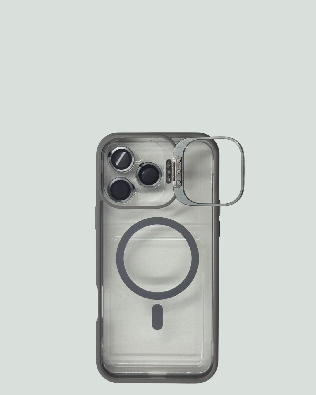 iPhone 16 Pro Max MagSafe Mobilskal med Kameraskydd & Ställ – Transparent Baksida