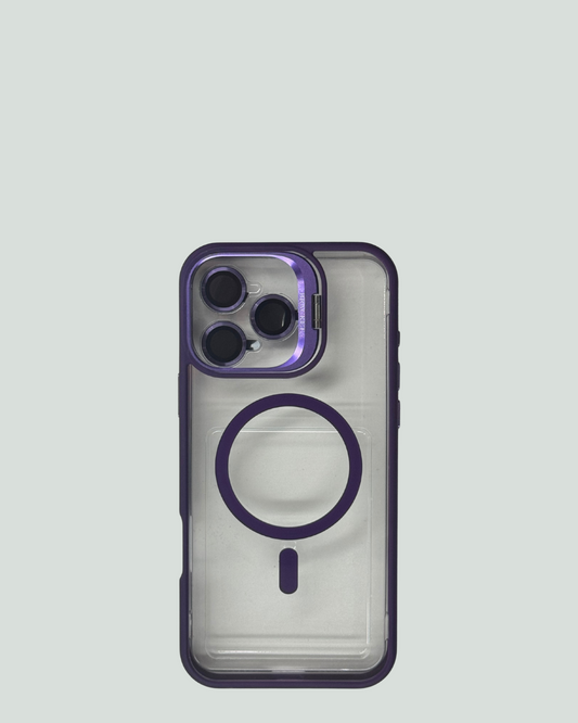 iPhone 16 Pro Max MagSafe Mobilskal med Kameraskydd & Ställ – Transparent Baksida