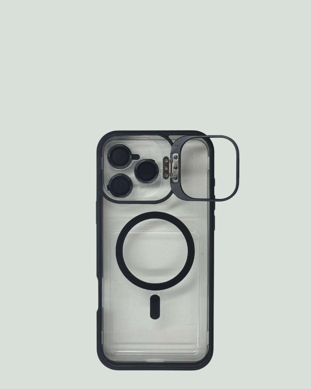 iPhone 16 Pro Max MagSafe Mobilskal med Kameraskydd & Ställ – Transparent Baksida