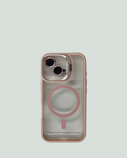 iPhone 16 MagSafe Mobilskal med Kameraskydd & Ställ – Transparent Baksida