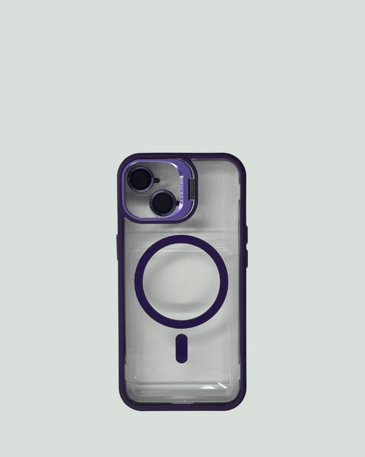 iPhone 15 MagSafe Mobilskal med Kameraskydd & Ställ – Transparent Baksida
