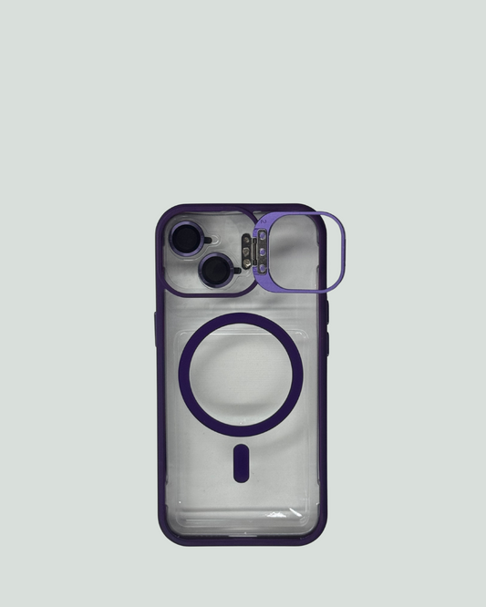 iPhone 15 MagSafe Mobilskal med Kameraskydd & Ställ – Transparent Baksida