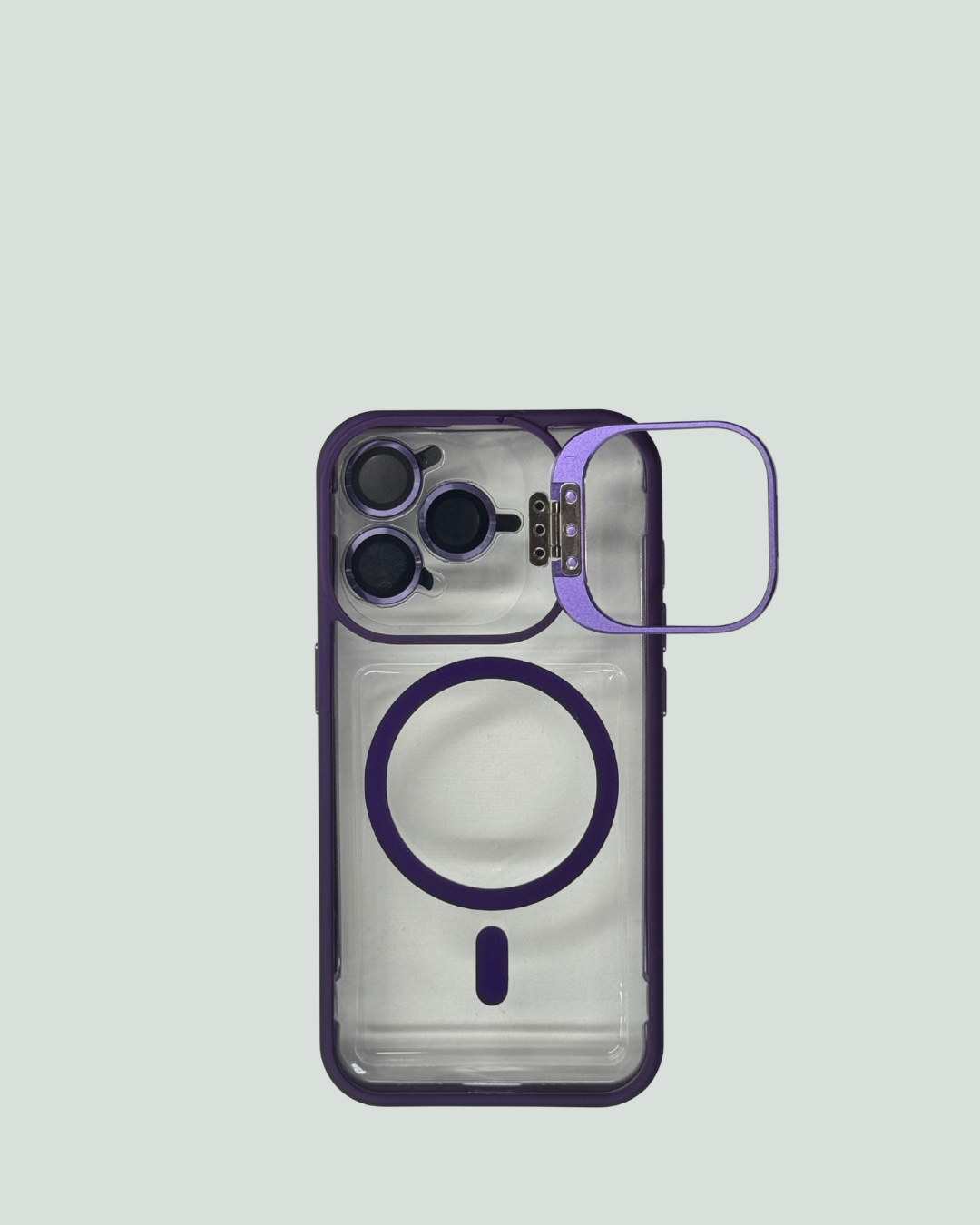 iPhone 15 Pro MagSafe Mobilskal med Kameraskydd & Ställ – Transparent Baksida