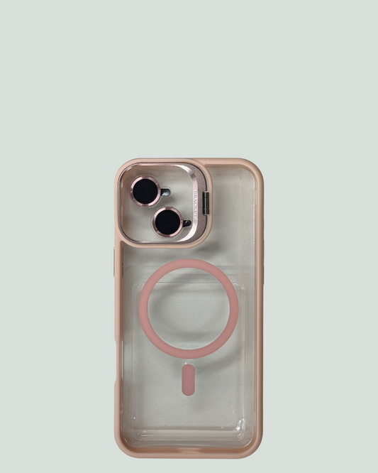 iPhone 16 Plus MagSafe Mobilskal med Kameraskydd & Ställ – Transparent Baksida