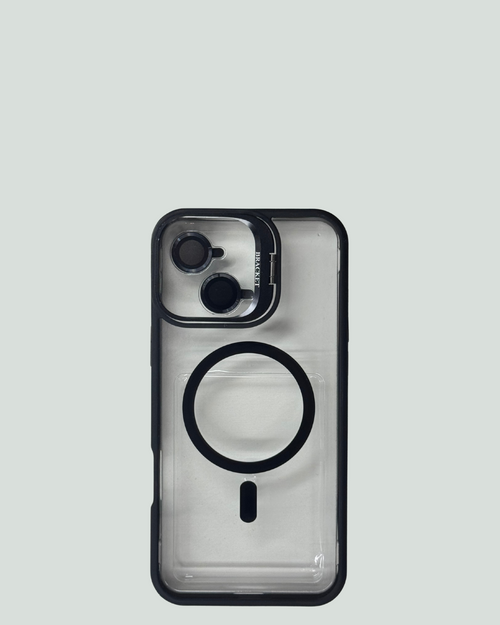 iPhone 16 Plus MagSafe Mobilskal med Kameraskydd & Ställ – Transparent Baksida