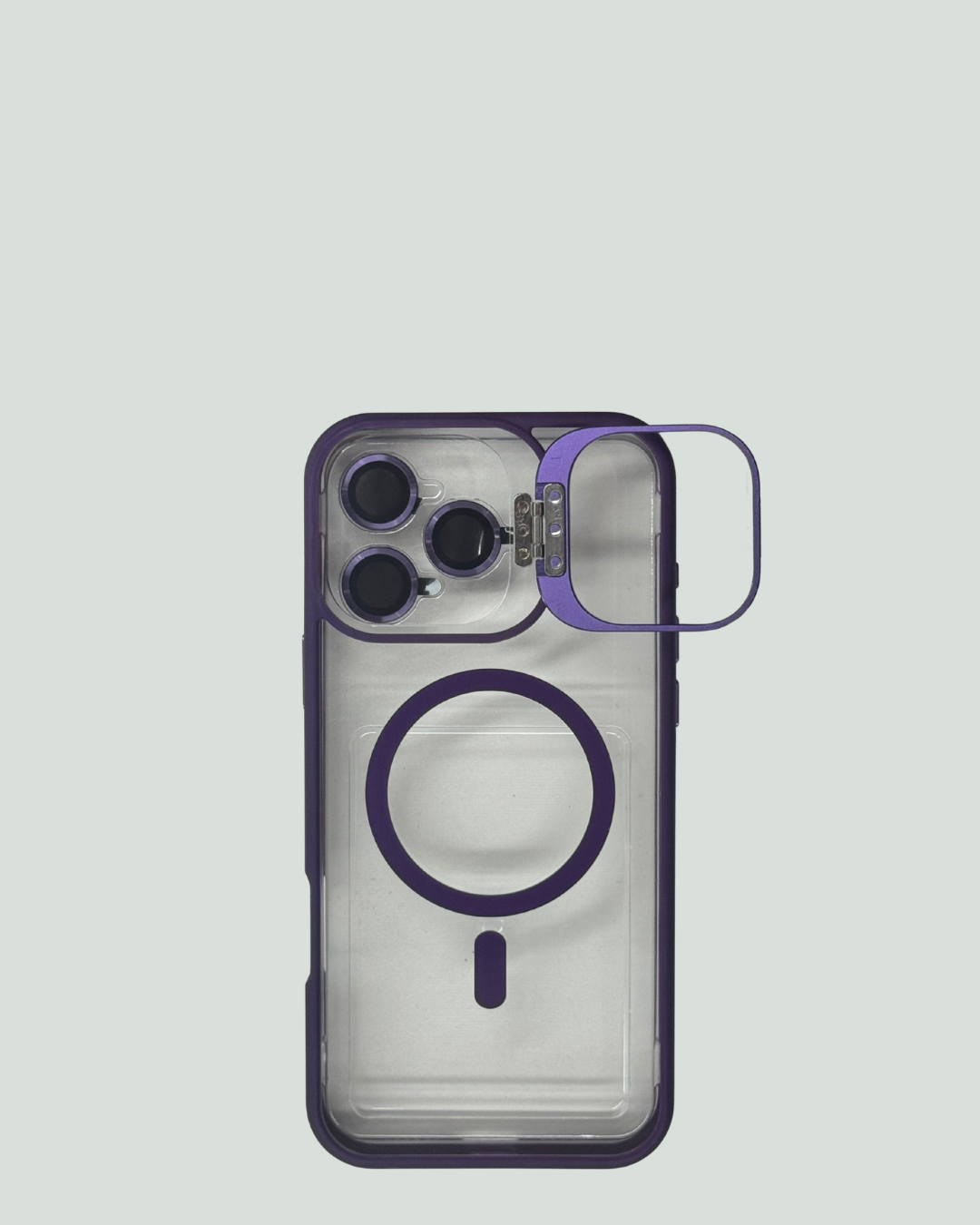 iPhone 16 Pro Max MagSafe Mobilskal med Kameraskydd & Ställ – Transparent Baksida