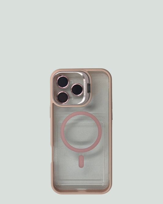 iPhone 16 Pro Max MagSafe Mobilskal med Kameraskydd & Ställ – Transparent Baksida