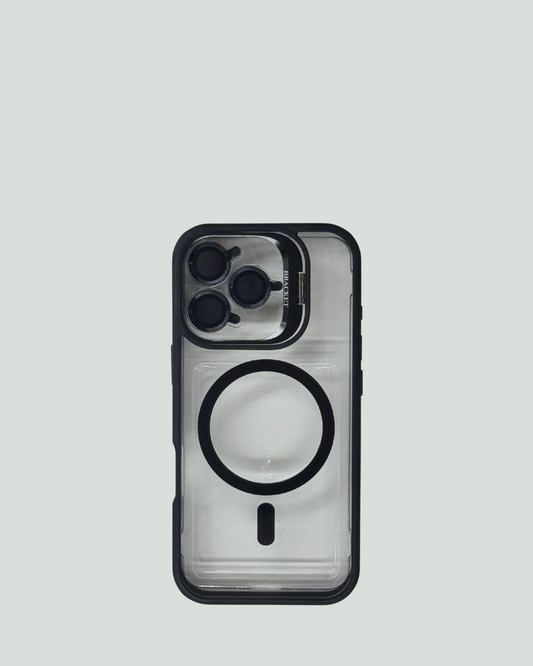 iPhone 16 Pro MagSafe Mobilskal med Kameraskydd & Ställ – Transparent Baksida